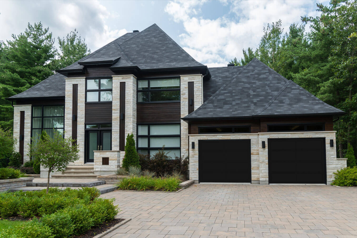 CHI Full-View Aluminum Insulated Modern Garage Doors in Powder Coated Black