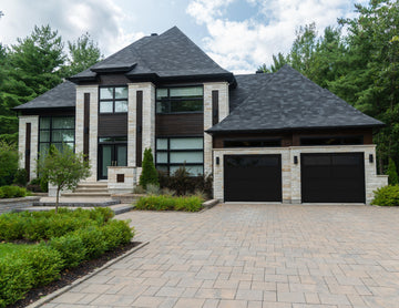 CHI Full-View Aluminum Insulated Modern Garage Doors with Top Glass in Powder Coated Solar Black