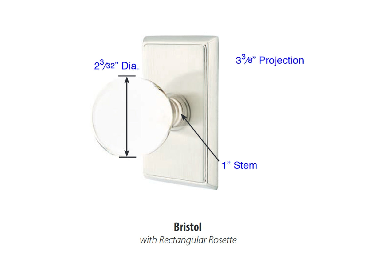 Emtek Bristol Crystal Knob - Dimensions