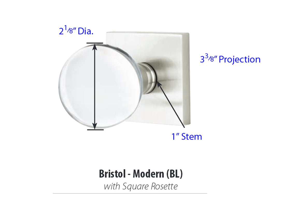 Emtek Bristol Crystal Modern Knob - Dimensions