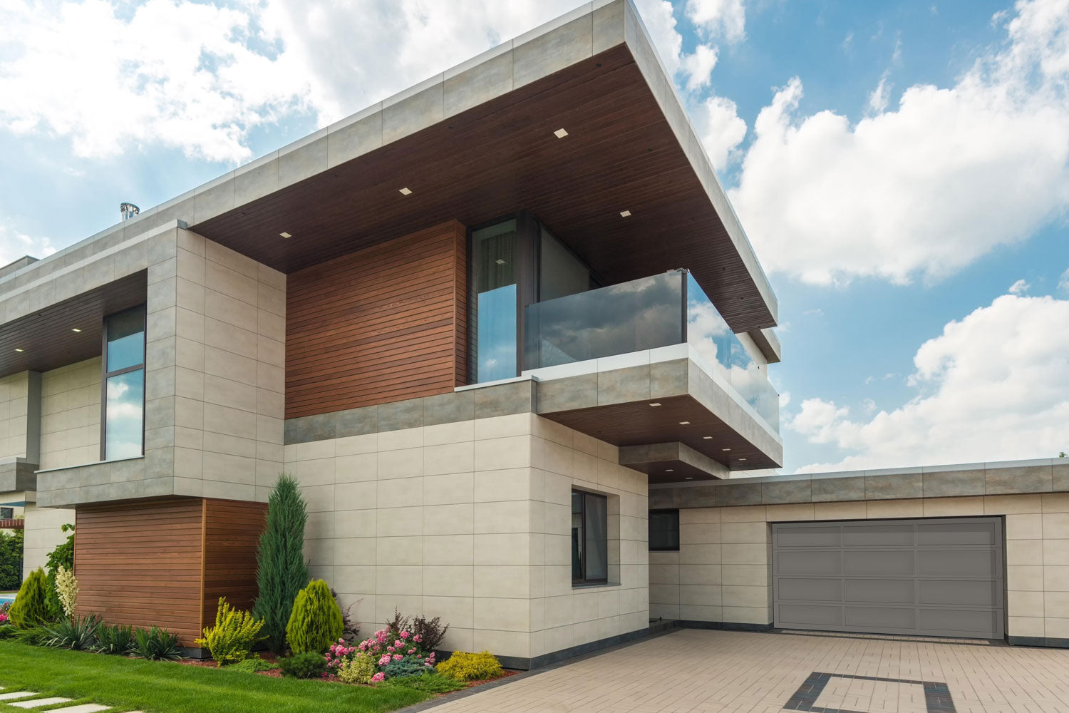 CHI Full-View Aluminum Insulated Modern Garage Doors in Powder Coated Bronze