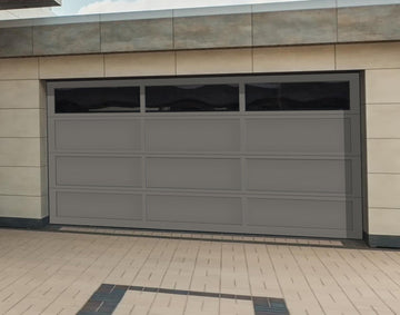 CHI Full-View Aluminum Insulated Modern Garage Doors with Top Glass in Powder Coated Bronze