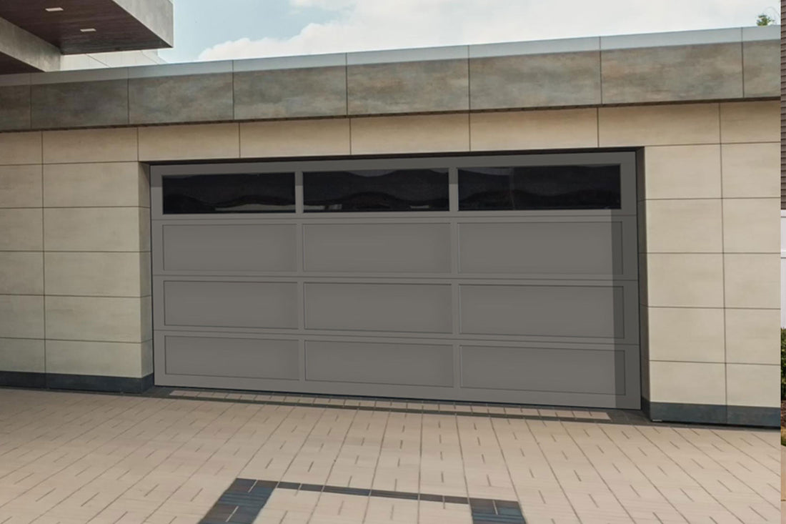 CHI Full-View Aluminum Insulated Modern Garage Doors with Top Glass in Powder Coated Bronze