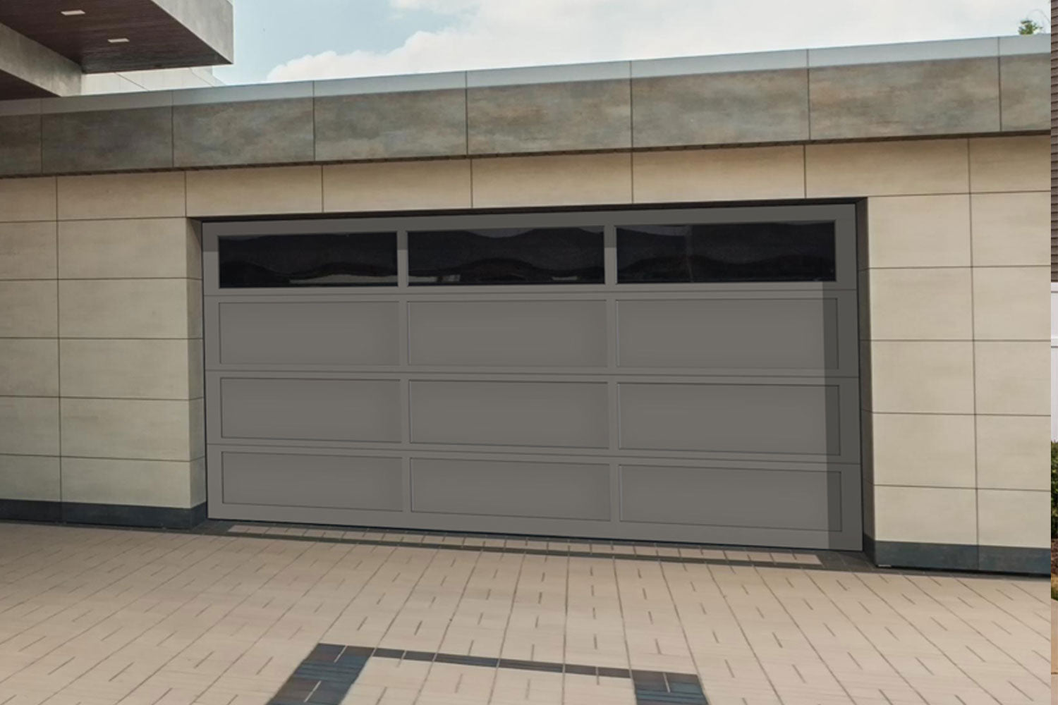 CHI Full-View Aluminum Insulated Modern Garage Doors with Top Glass in Powder Coated Bronze