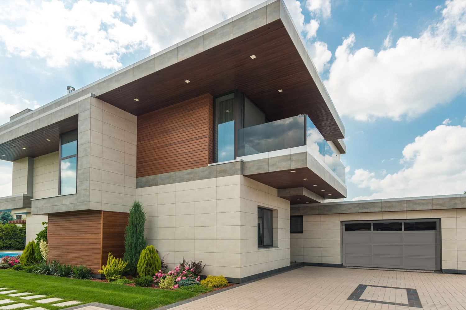 CHI Full-View Aluminum Insulated Modern Garage Doors with Top Glass in Powder Coated Bronze