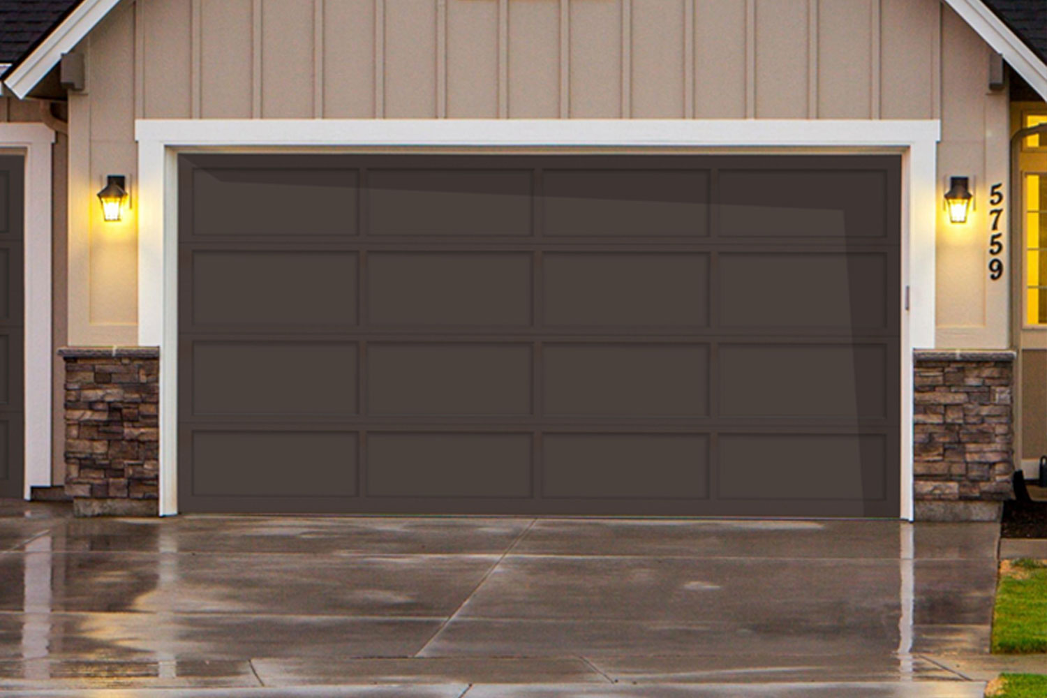 CHI Full-View Aluminum Insulated Modern Garage Doors in Powder Coated Brown