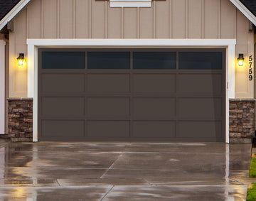 CHI Full-View Aluminum Insulated Modern Garage Doors with Top Glass in Powder Coated Brown
