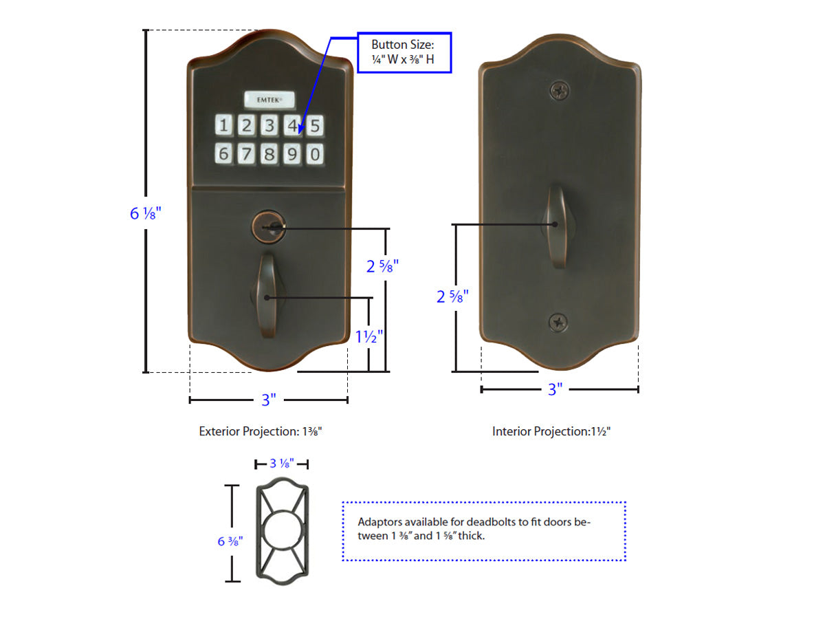 Emtek Keypad Deadbolt Dimensions