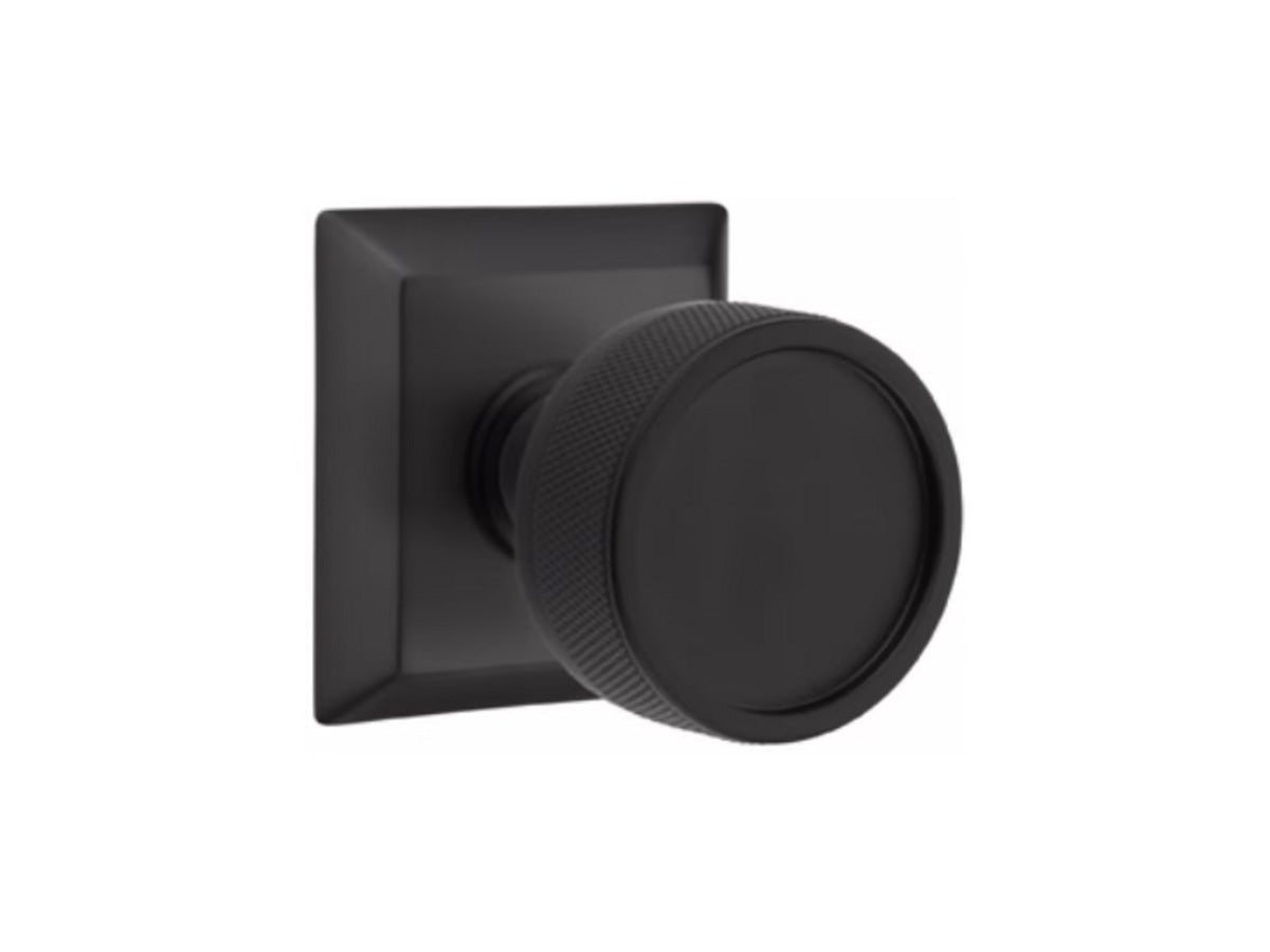 Emtek Conical Knurled Brass Knob - Flat Black US19