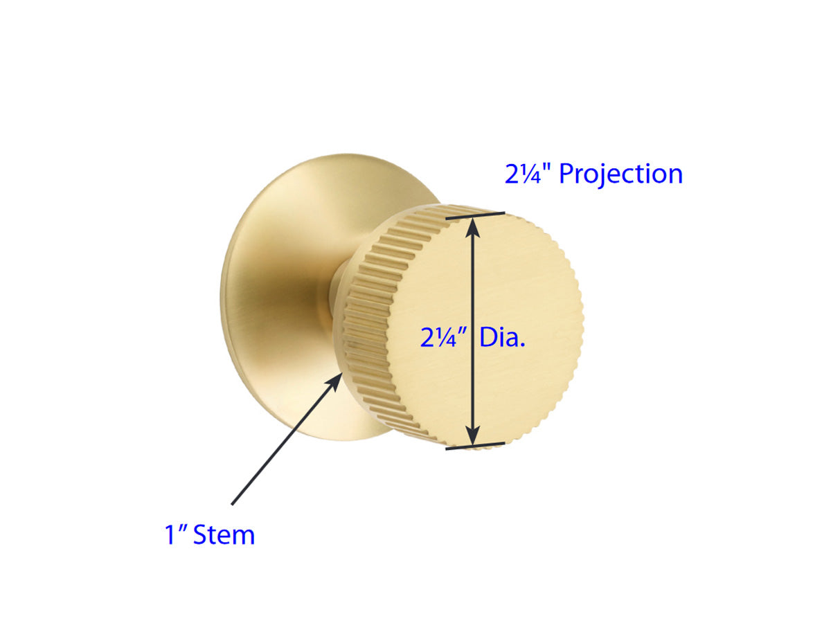 Emtek Conical Straight Knurled Brass Knob - Dimensions
