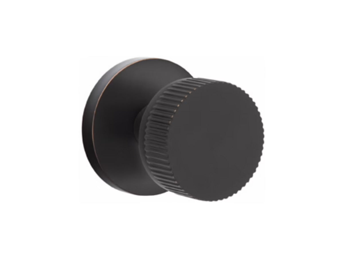 Emtek Conical Straight Knurled Brass Knob - Oil Rubbed Bronze US10B