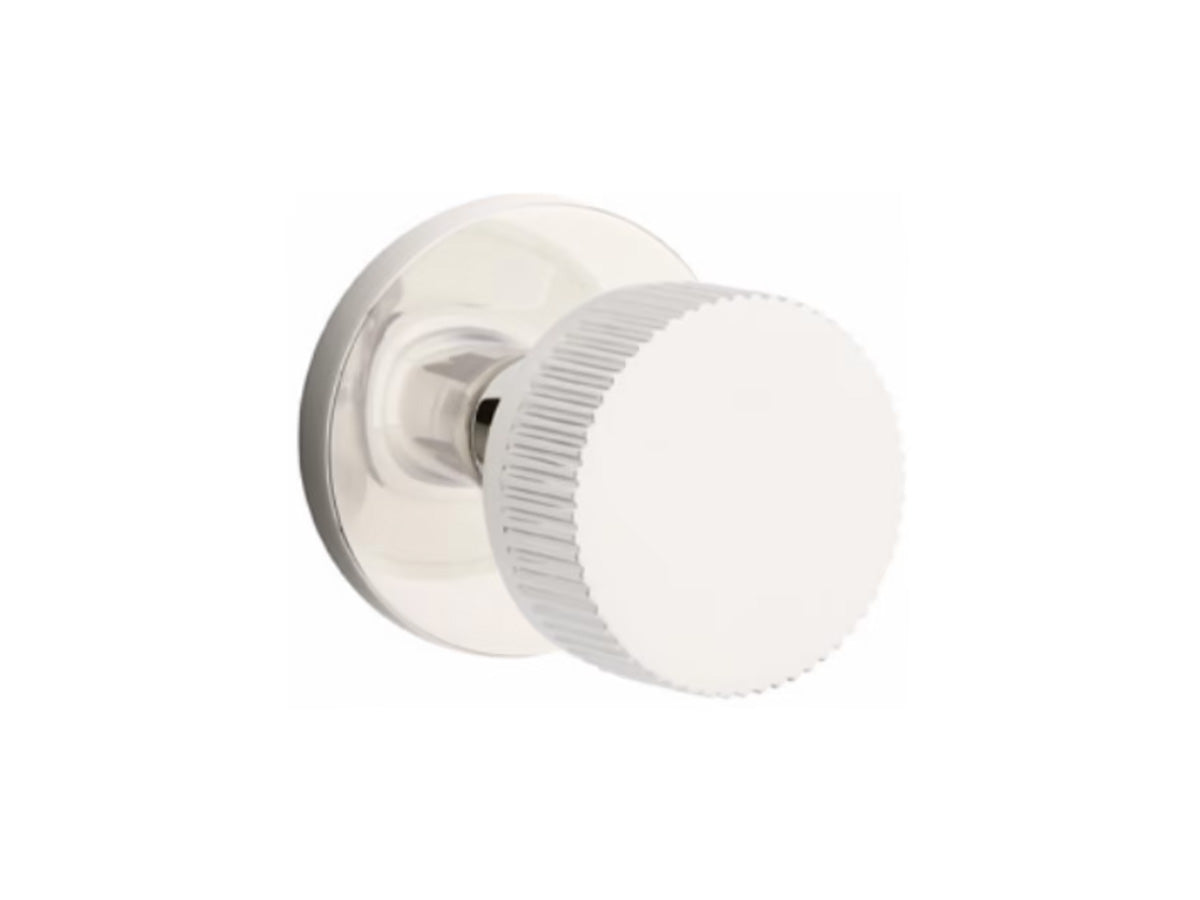 Emtek Conical Straight Knurled Brass Knob - Polished Nickel US14