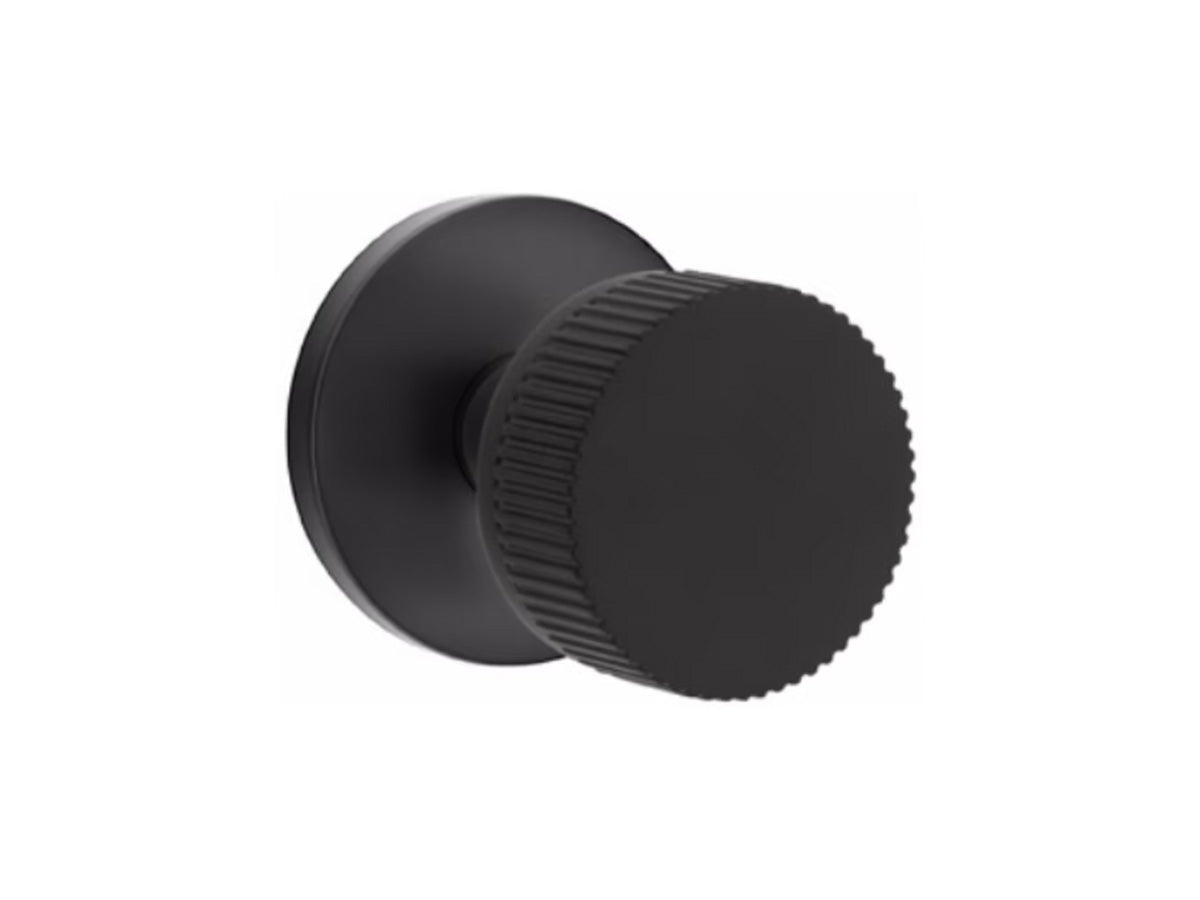 Emtek Conical Straight Knurled Brass Knob - Flat Black US19