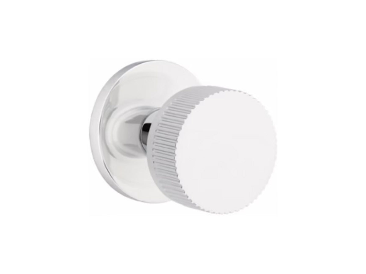 Emtek Conical Straight Knurled Brass Knob - Polished Chrome US26