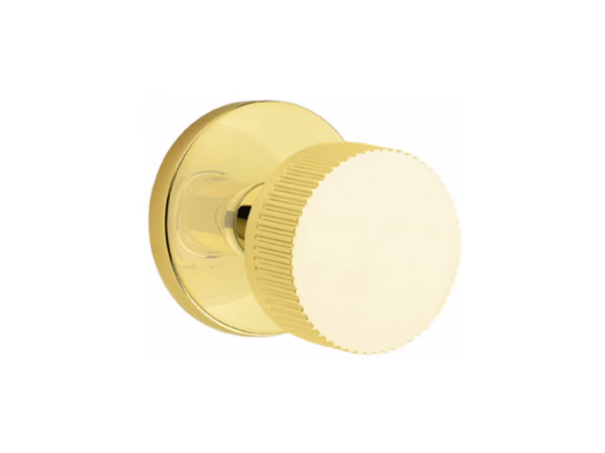 Emtek Conical Straight Knurled Brass Knob - Unlacquered Brass US3NL