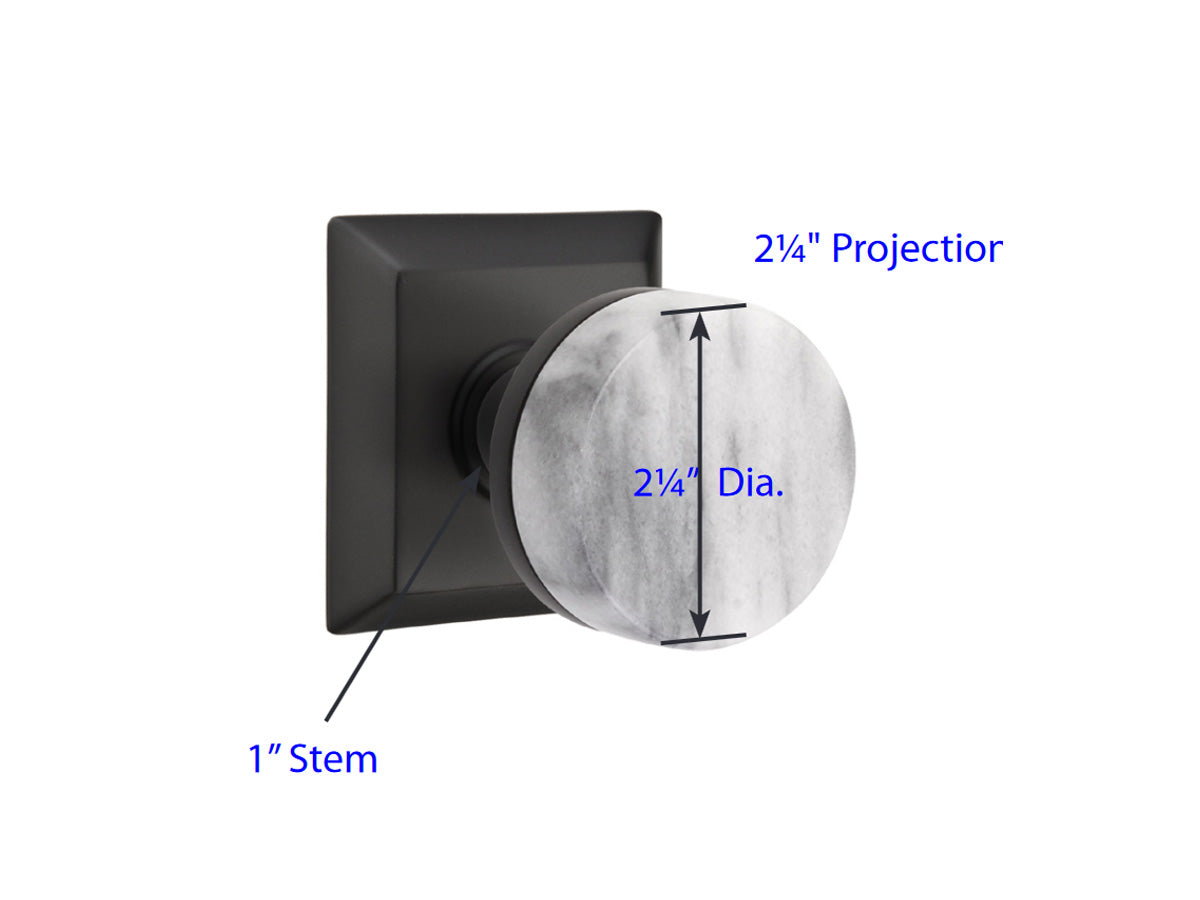 Emtek Conical White Marble Brass Knob - Dimensions