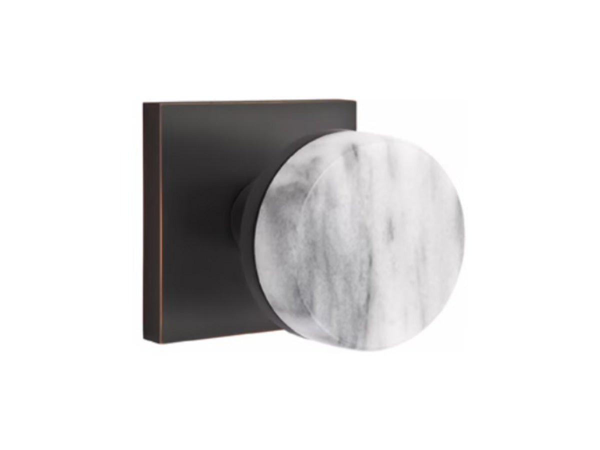 Emtek Conical White Marble Brass Knob - Oil Rubbed Bronze US10B