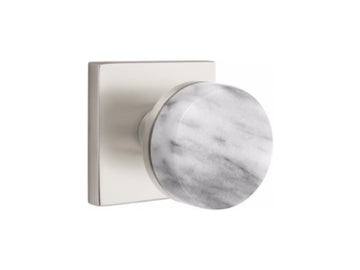 Emtek Conical White Marble Brass Knob