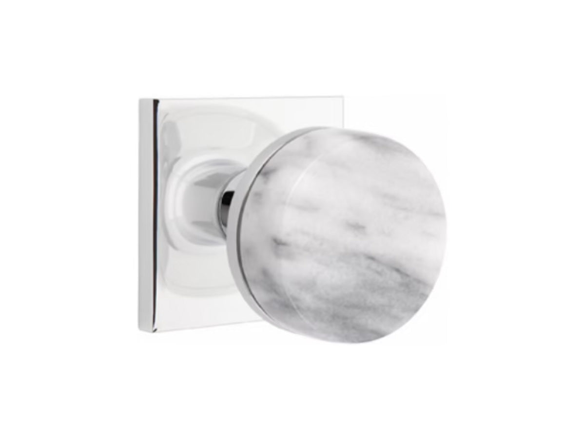 Emtek Conical White Marble Brass Knob - Polished Chrome US26