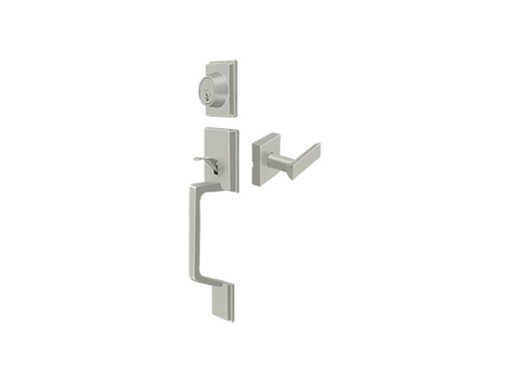 Deltana Highgate Handleset with Zinc Livingston Lever Brushed Nickel US15