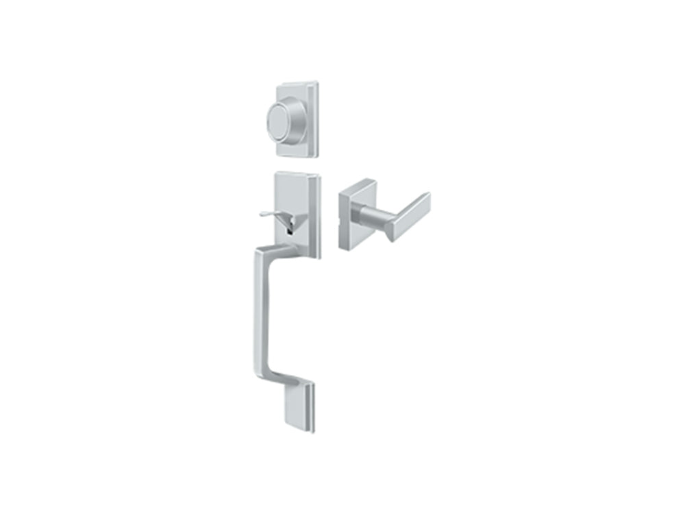 Deltana Highgate Handleset with Zinc Livingston Lever Polished Chrome US26