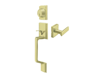 Deltana Highgate Handleset with Zinc Livingston Lever Polished Brass US3