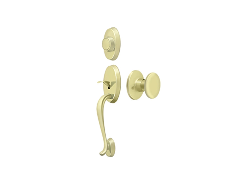 Deltana Riversdale Handleset with Flat Round Knob Polished Brass US3
