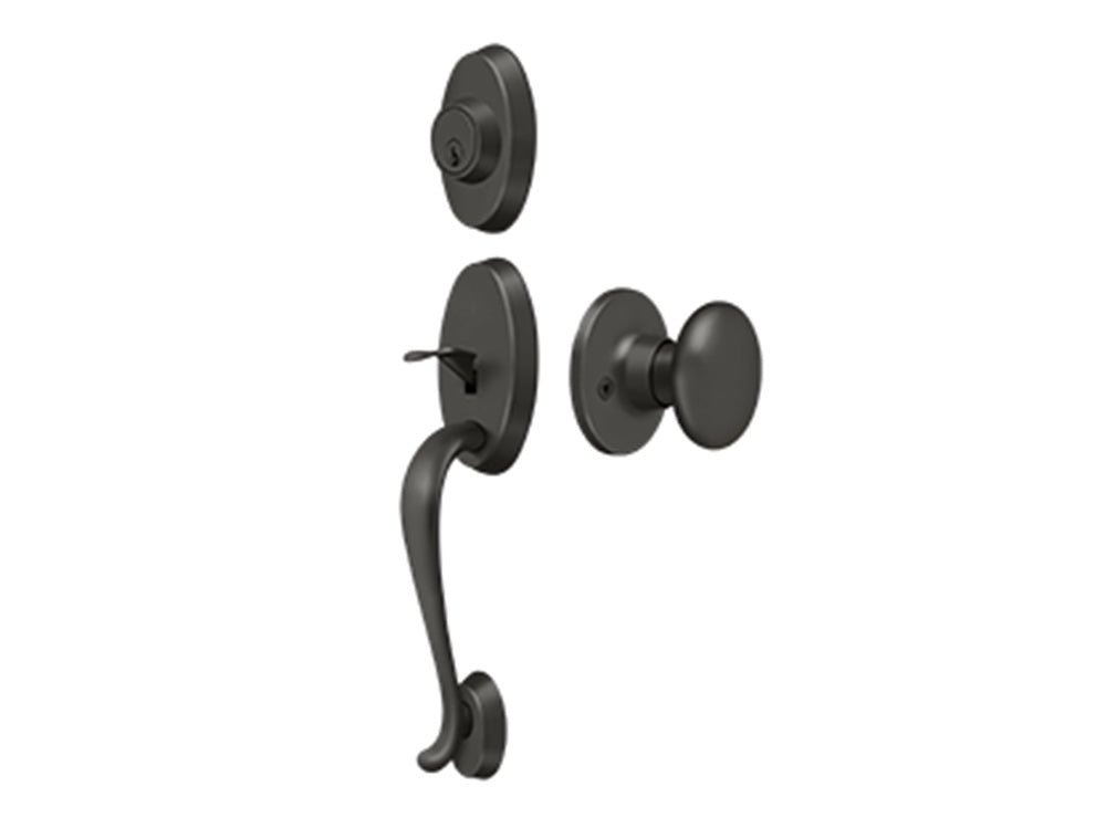 Deltana Riversdale Handleset with Flat Round Knob Oil-rubbed Bronze US10B