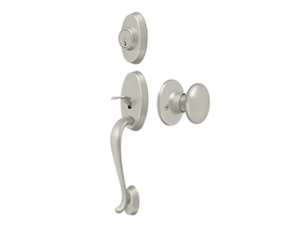 Deltana Riversdale Handleset with Flat Round Knob Brushed Nickel US15
