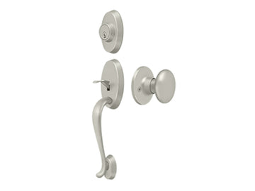 Deltana Riversdale Handleset with Flat Round Knob Brushed Nickel US15