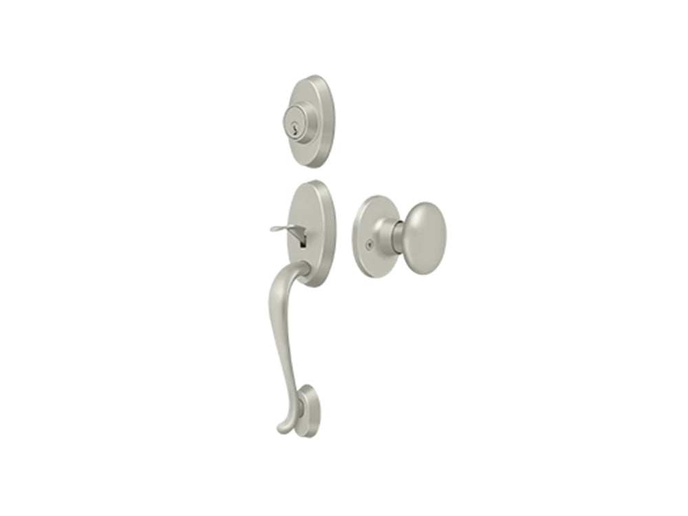 Deltana Riversdale Handleset with Flat Round Knob Brushed Nickel US15