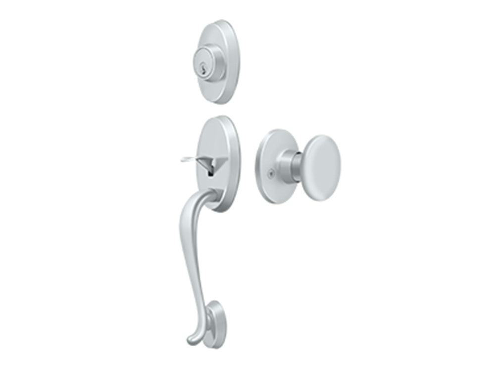 Deltana Riversdale Handleset with Flat Round Knob Polished Chrome US26