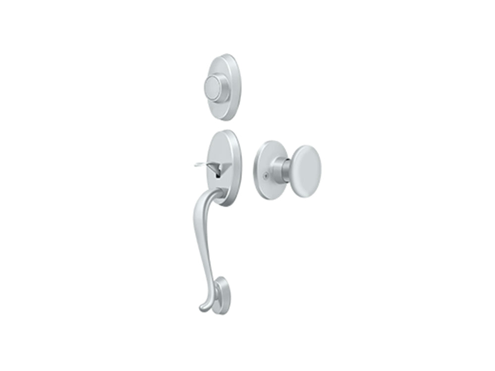 Deltana Riversdale Handleset with Flat Round Knob Polished Chrome US26