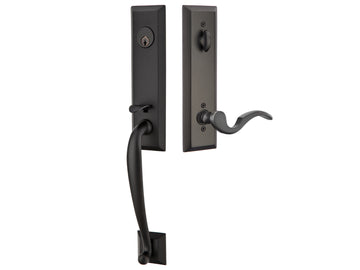 Emtek Adams Tubular Entry Handleset Flat Black US19