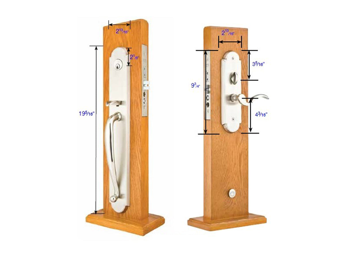 Emtek Albany Mortise Entry Handleset - Dimensioms