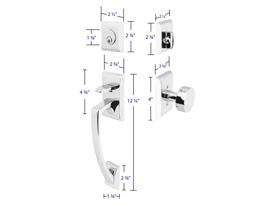 Emtek Ares Tubular Entry Handleset Dimensions