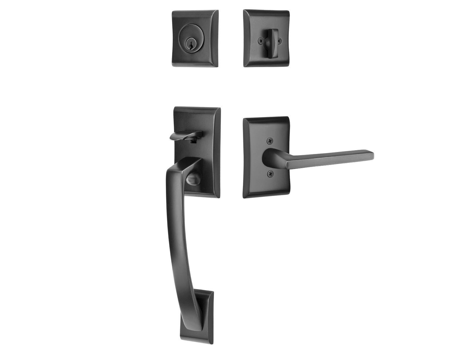 Emtek Ares Tubular Entry Handleset Flat Black US19