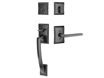 Emtek Ares Tubular Entry Handleset Flat Black US19