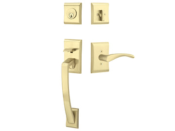Emtek Apollo Tubular Entry Handleset Satin Brass US4