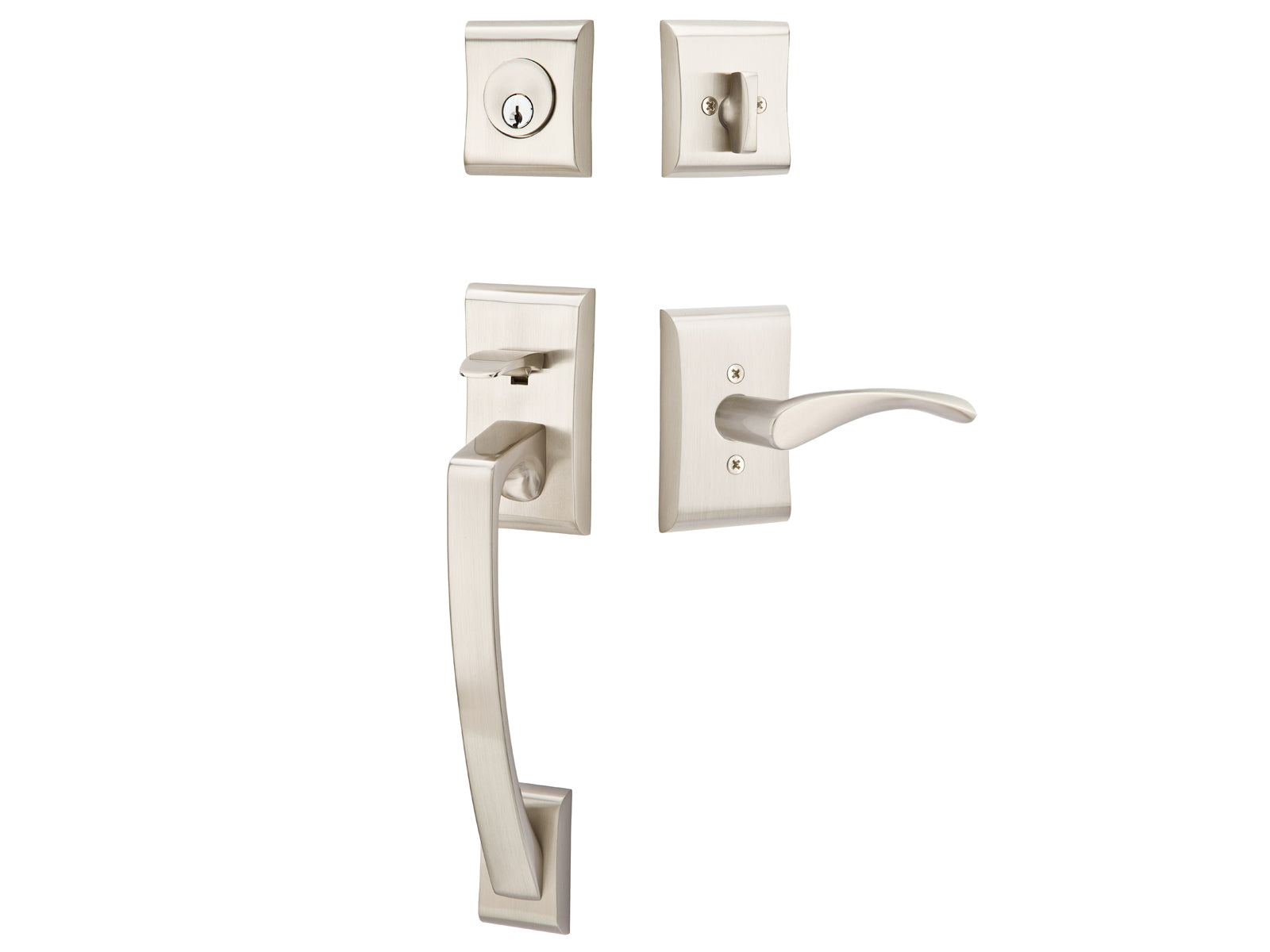 Emtek Ares Tubular Entry Handleset Satin Nickel US15