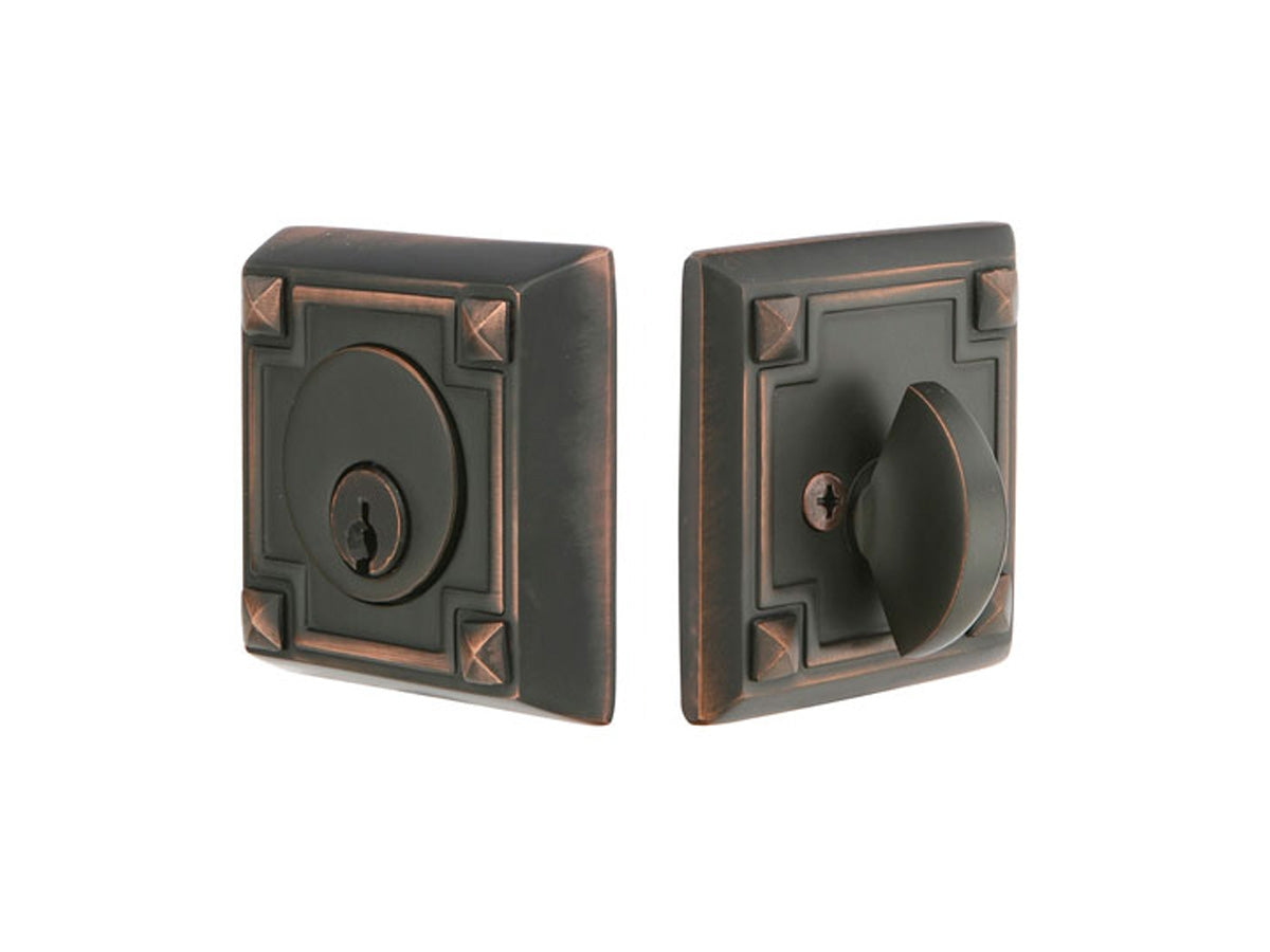 Emtek Brass Arts & Crafts Deadbolt Oil Rubbed Bronze US10B