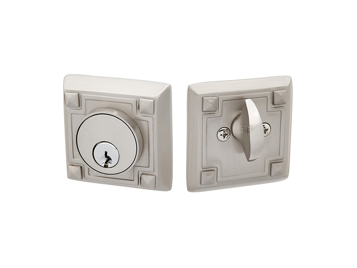 Emtek Brass Arts & Crafts Deadbolt Satin Nickel US15