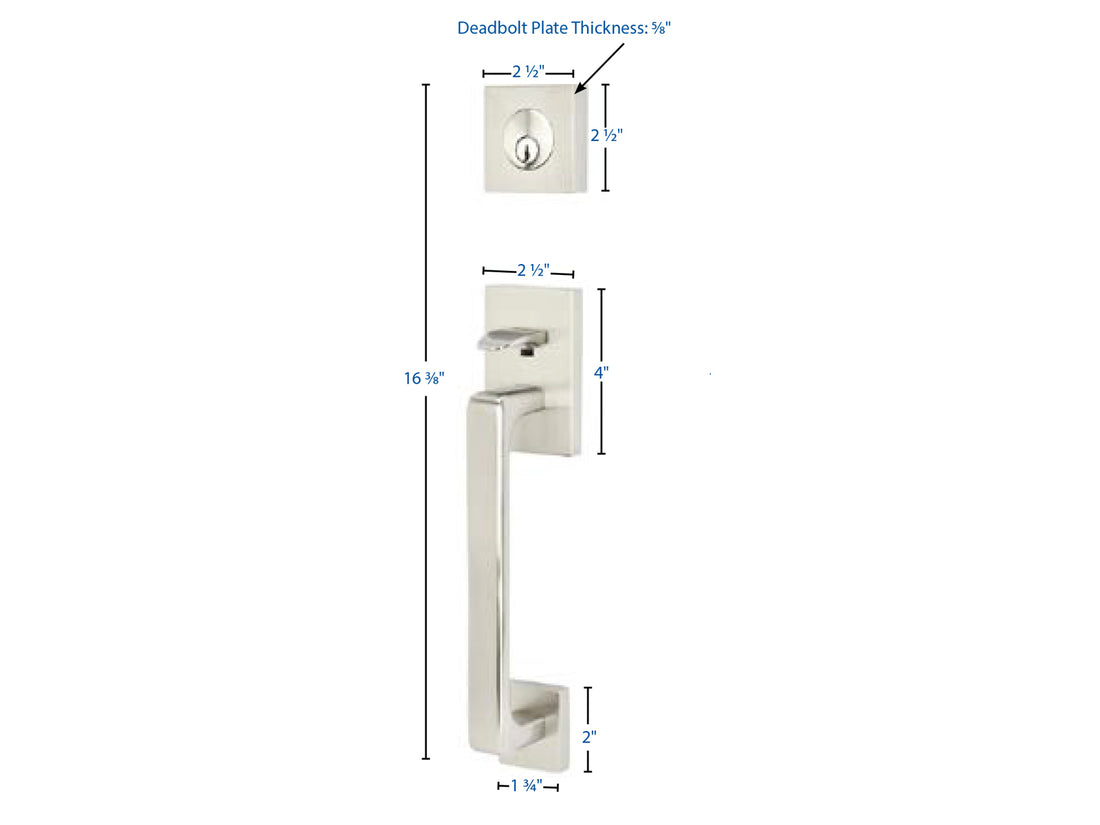 Emtek Baden Tubular Entry Handleset Dimensions
