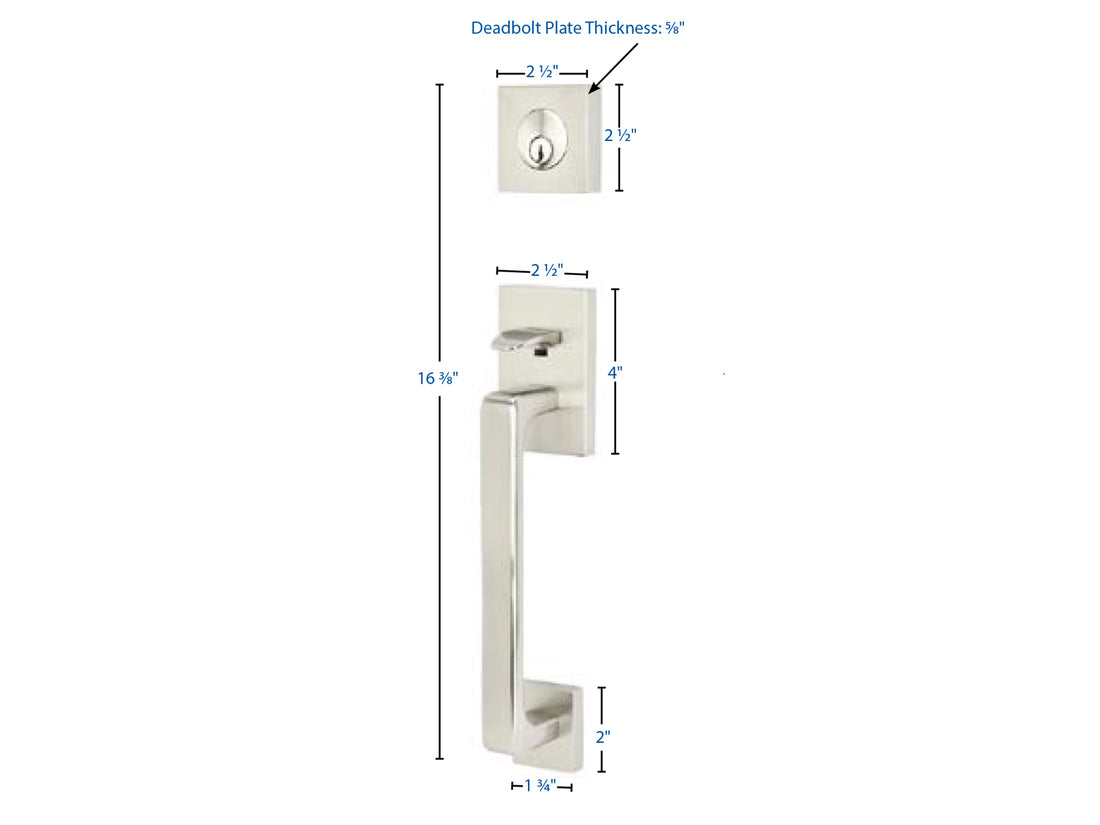Emtek Baden Tubular Entry Handleset Dimensions