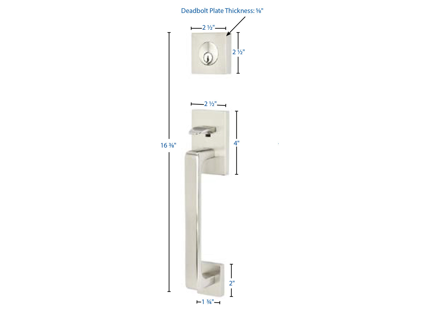 Emtek Baden Tubular Entry Handleset Dimensions