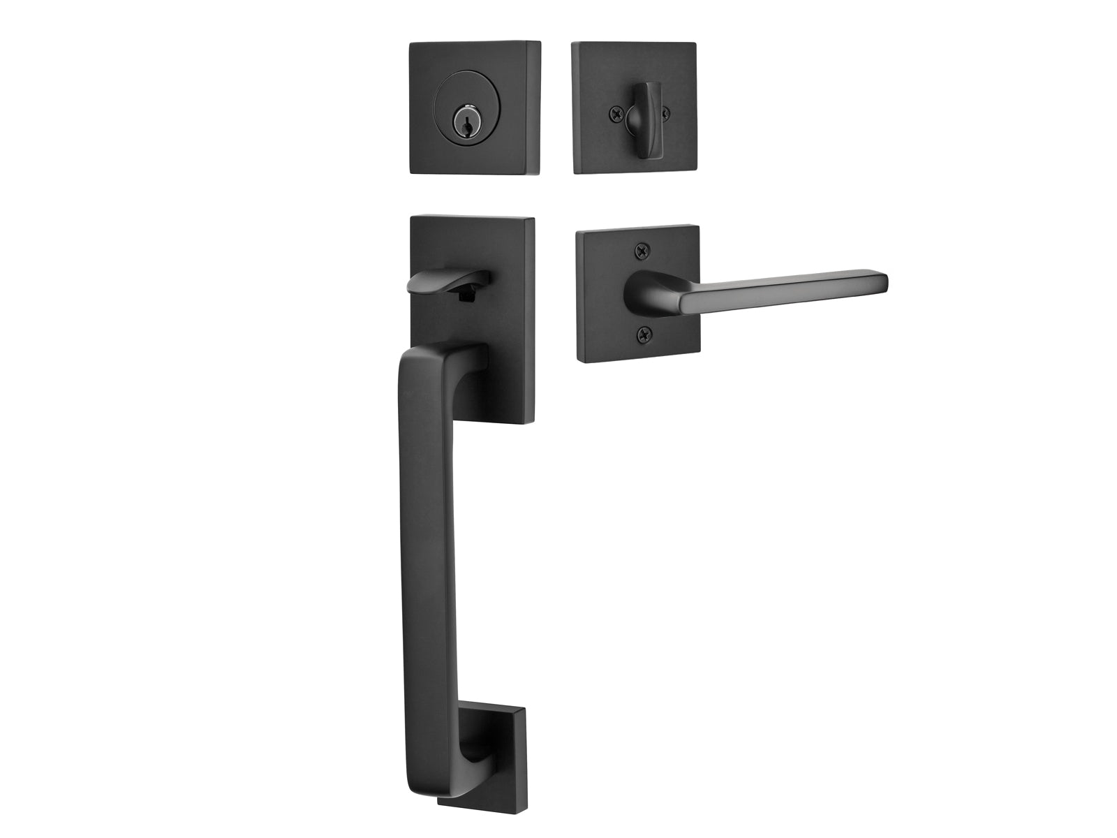 Emtek Baden Tubular Entry Handleset Flat Black US19