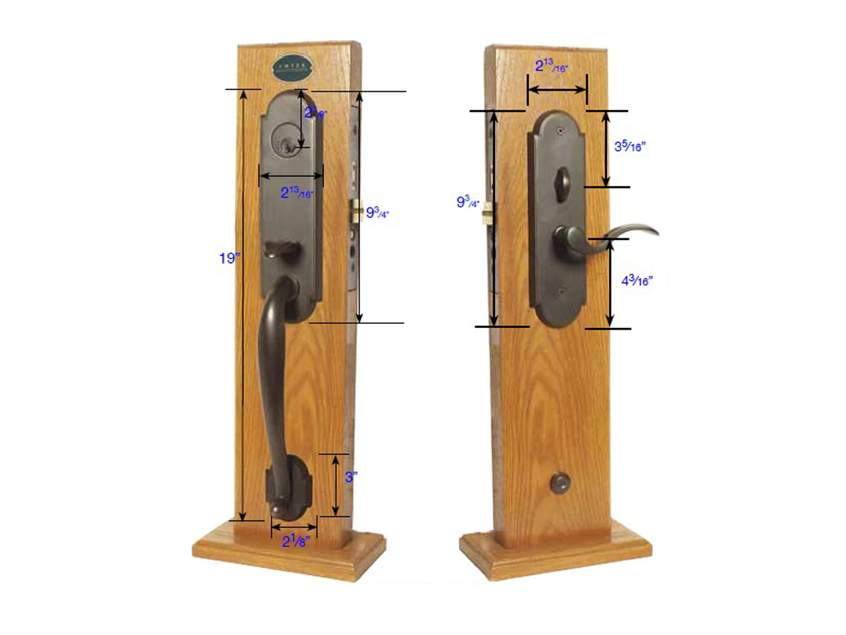 Emtek Charleston Mortise Entry Handleset - Dimensions