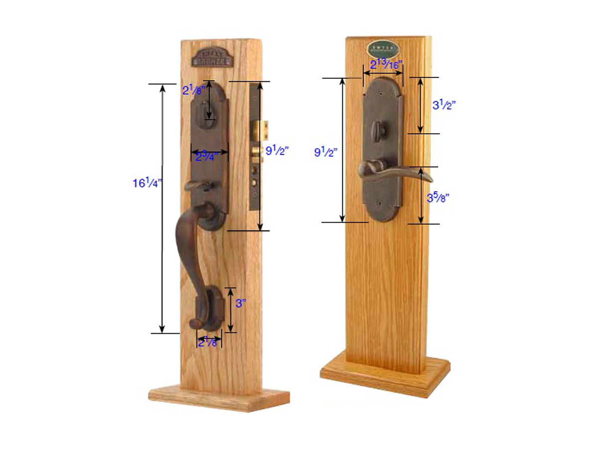 Emtek Cheyenne Mortise Entry Handleset - Dimensions