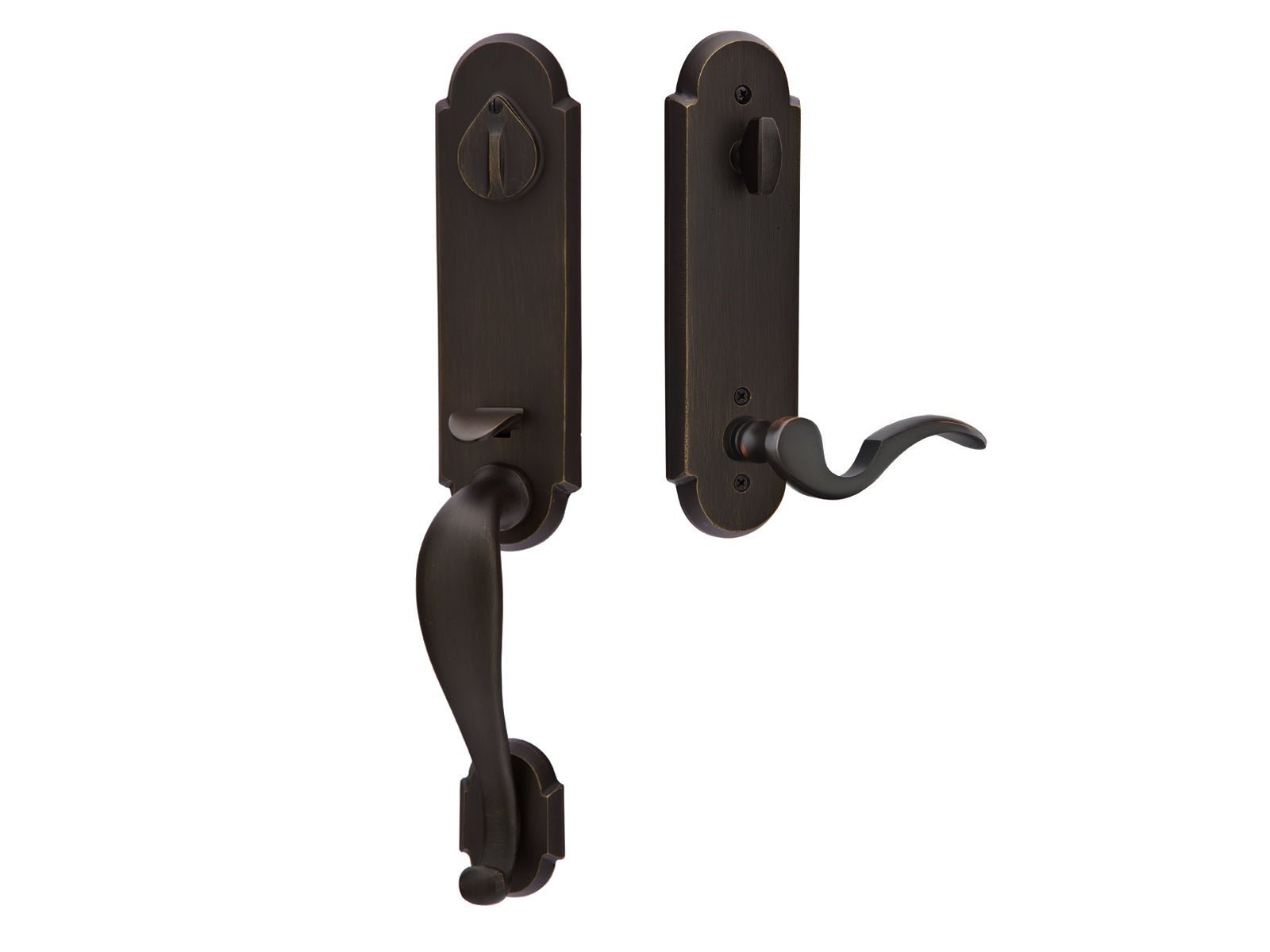 Emtek Cheyenne Mortise Entry Handleset Flat Black Bronze Patina FB
