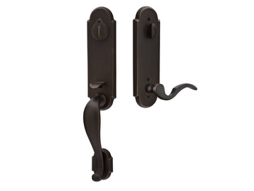 Emtek Cheyenne Mortise Entry Handleset Flat Black Bronze Patina FB